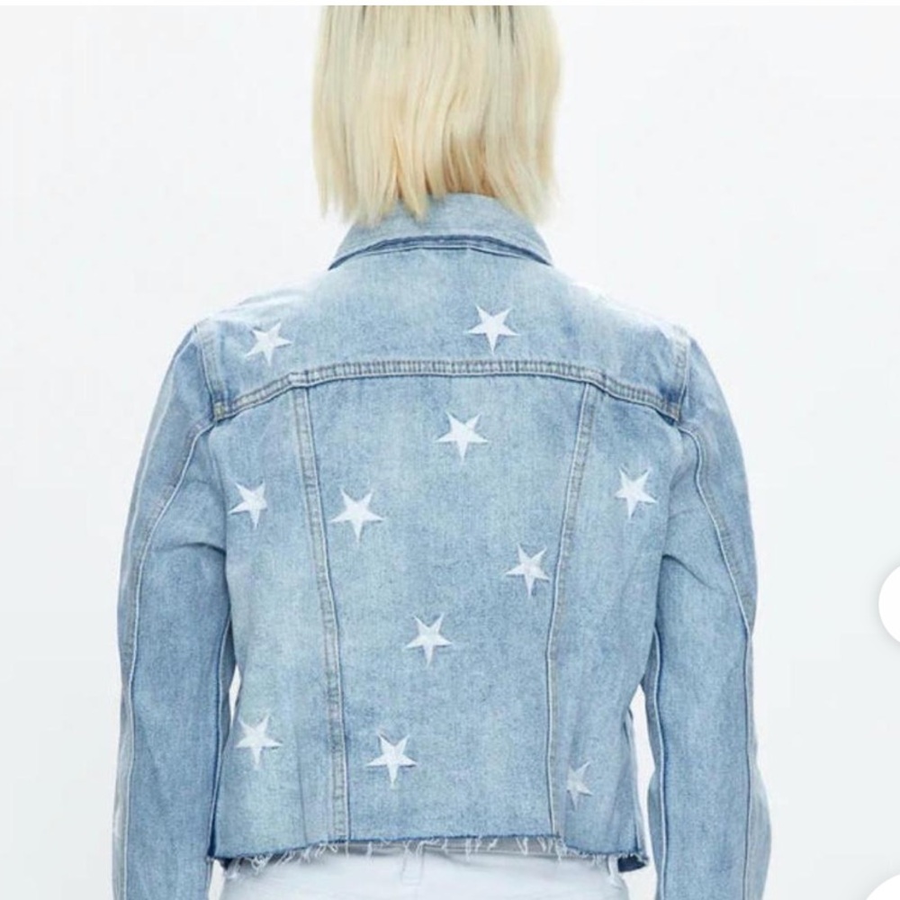 Pistola embroidered star denim jean jacket size small like new stars patriotic - Picture 7 of 7